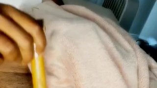 Making my pussy cream with a makeup brush 