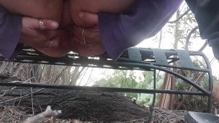 Naughty Aussie Piss and Cum in the Garden .. Watch My Cum Dribble!! 