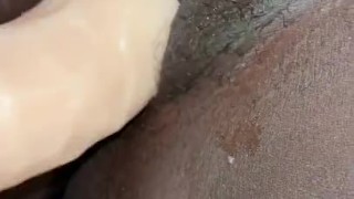  Ebony pussy and her toy up close and personal 