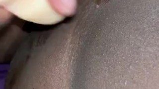  Ebony pussy and her toy up close and personal 