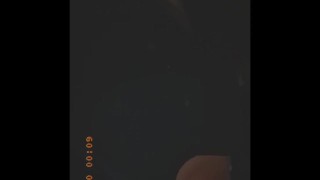 Thick white girl plays with pretty hairy pussy outside 