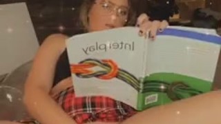  school girl horny while studying 