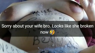 My wife now a broken and maybe pregnant cumslut after hard no-condom gangbang!