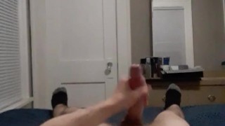 Blowing my load as I lay in bed
