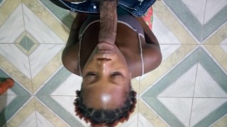 Stepdad Told Hot Naughty Ebony Stepdaughter To Get On Her Knees And Suck A Big Dick Sloppy - Jhodez