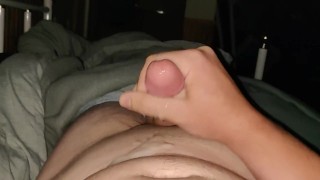 Masturbating until large cumshot on myself