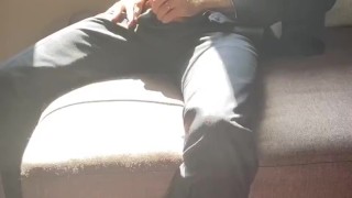 Business meeting - hotel stop over. Walking in new suit. Shirt and tie cum