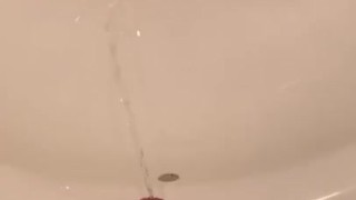 Stroking out a piss in the sink
