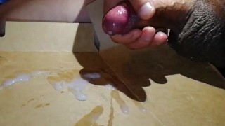 Stroking my uncircimcised grower with lotion until huge cumsplurge happens in slow-motion!