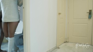 Hotel. Delivery guy fucks me while bf watches. Two creampies: Cuckold fantasy scene FMM