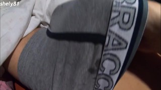 Step son has sensitive cock, cum on panties after a short time