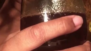 Ebony Femdom Spitting in wine