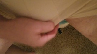 Slapping Package Squeezing Balls and Stroking my Uncut Cock