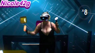 Nicole42g plays Beat Saber. S1 Ep1b: "Boundless" Playing in Bra! Difficulty Normal:)