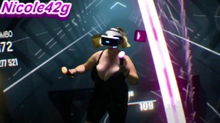 Nicole42g plays Beat Saber. S1 Ep1b: "Boundless" Playing in Bra! Difficulty Normal:)