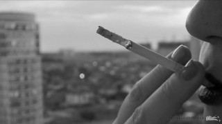 Mistress is smoke and crush cigarette