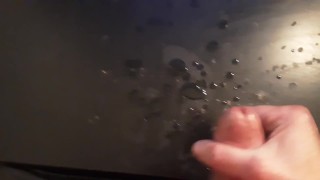 Me jerking semi hard cock and cum