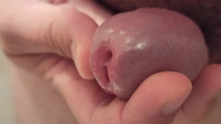 close up and tickling the peehole