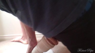 Big long cock with perfect shaved balls stuffing super tight fleshlight