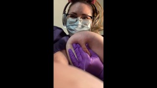 High Heeled Masked Nurse Milking Her Heavy Tits