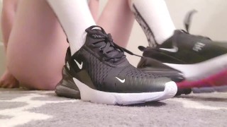 Nike Sneakers Taking Off Feet Play Long Socks