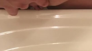 RUBBING MY CLIT ON BATHROOM SINK AT MY FRIEND’S HOUSE!