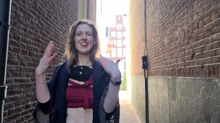First-time voyeur fingers herself in the centre of Amsterdam in broad daylight