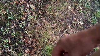 Wanking naked in woods