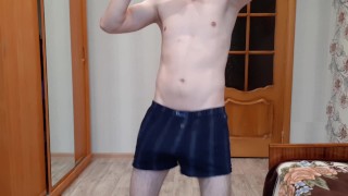 Guy came home from the office, he's very horny, he took his cock out of his pants and jerk it off