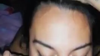 Eating babe's hairy pussy non stop until she fills my mouth with her cum