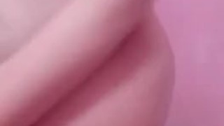Perfect body asian teen stripping and rubbing hairy pussy from behind