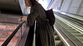 First-time voyeur plays with her pussy in an Amsterdam Metro Station