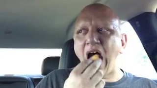 piggy feeding/belly stuffing in car