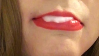 Sexy crossdresser smokes, masturbates and plays with cum