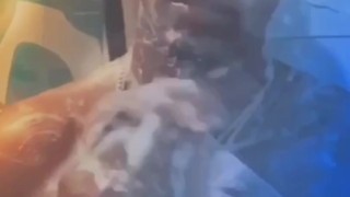 Hot steamy shower with long dick in my hands 