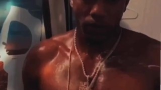 Hot steamy shower with long dick in my hands 