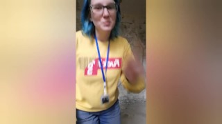 Playing with my pussy and tits in Chernobyl where there is a lot of radiation