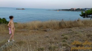 Walking naked on the beautiful seashore