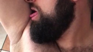 Big alpha horny italian hairy bear licks sweaty armpit