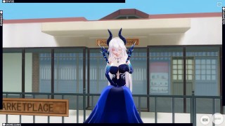 3D HENTAI Diabla masturbates in public