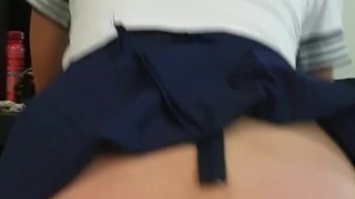 Asian school girl rides after spanking wmaf