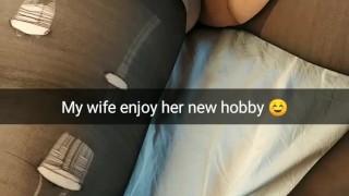 My wife lies after hard gangbang surround with used condoms full of cum! [Cuckold. Snapchat]