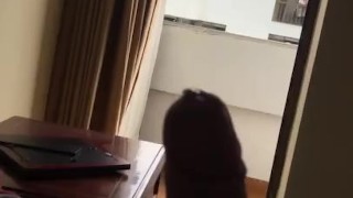 Window flash and cum for maid 