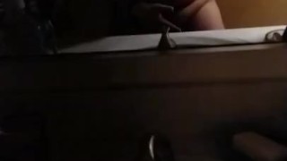 enby nympho jacks off in front of a bathroom mirror