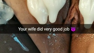 My wife pussy well used after another gangbang! How much did guys cum in her? [Cuckold. Snapchat]