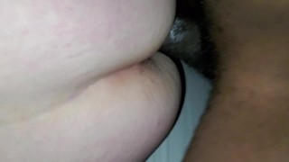 Stepson nuts on moms fat white ass