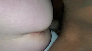 Stepson nuts on moms fat white ass