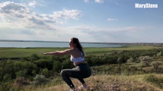 Fucked a fit girl right during training outdoors