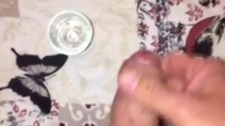 Playing with my cumshot in the glass before I pour it all into my mouth & swallow