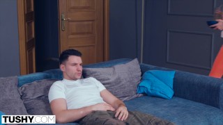TUSHY Couple has intense anal threesome with hot roommate